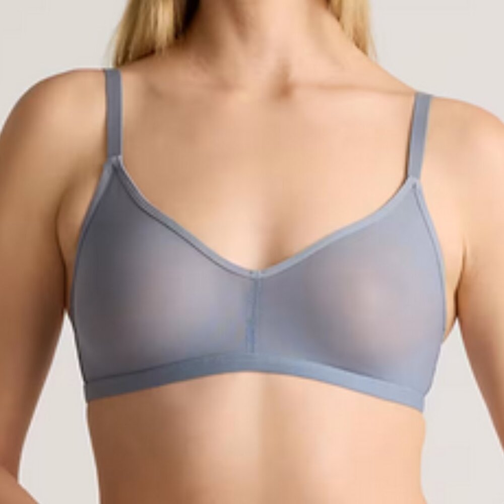 NWOT Quince Belgian Mesh Sheer Bralette in Slate Sz S